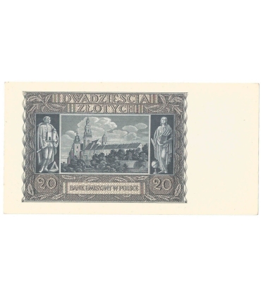 Banknot 20 złotych, 1940, seria H, stan 2+