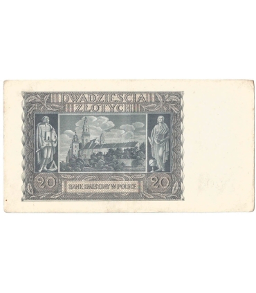 Banknot 20 złotych, 1940, seria L, stan 3