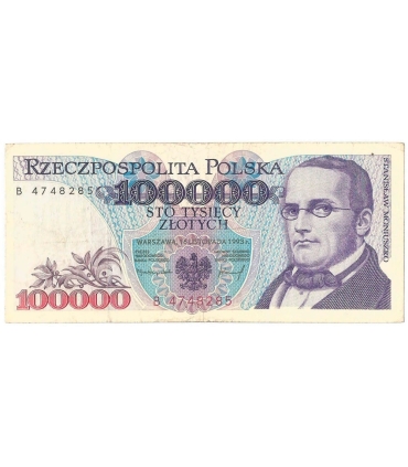 100000 zł Stanisław Moniuszko 1993, seria Y, stan 2+