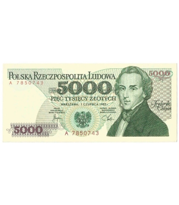 5000 zł Fryderyk Chopin,1986, seria A, stan 2
