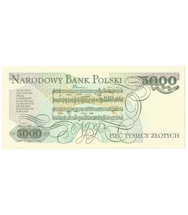 5000 zł Fryderyk Chopin,1986, seria A, stan 2