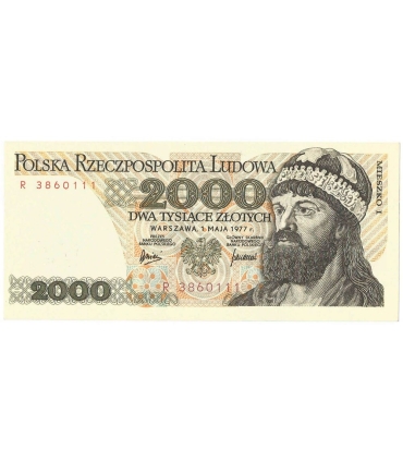 2000 zł Mieszko i Chrobry, 1977, seria R, stan 2/2+