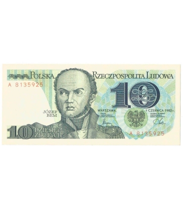 10 zł, Józef Bem, 1982, stan 1, seria A