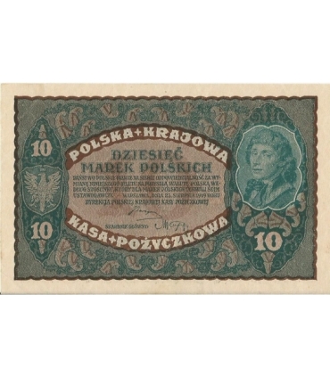 10 marek polskich , rok 1919, stan 2+, II Serja CE niski numer