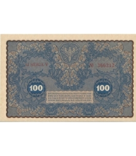 100 marek polskich 1919 stan 1, IJ Seria V, UNC