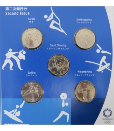 Zestaw monet olimpijskich Tokyo 2020, 1x 500 Yen + 13x 100 Yen + etui