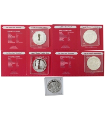 Zestaw 5 monet Fifa World Cup Quatar 2022, 4 x Riyals + 1x 10 euro, 2022