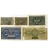 5 szt. x marki polskie 1919-1922: 2 x 1/2 marki, 10, 100, 10000 marek