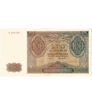 Banknot 100 złotych 1941 stan 3, Ser. A
