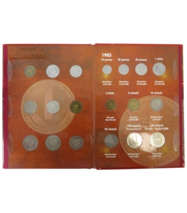 Komplet monet obiegowych PRL z lat 1982-1985 +  dedykowany album