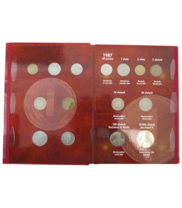 Komplet monet obiegowych PRL z lat 1986-1990 +  dedykowany album