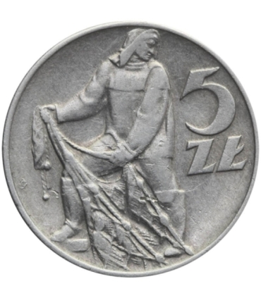 5 zł rybak, 1971, stan 3+, ładny, połysk, rzadki rocznik