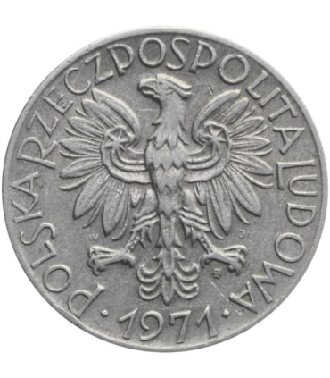 5 zł rybak, 1971, stan 3+, ładny, połysk, rzadki rocznik