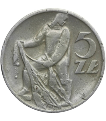 5 zł rybak, 1958, 3, rzadki rocznik, słoneczko połysk