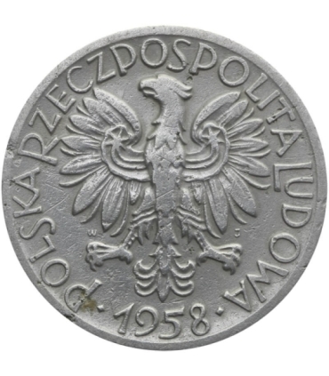 5 zł rybak, 1958, 3, rzadki rocznik, słoneczko połysk