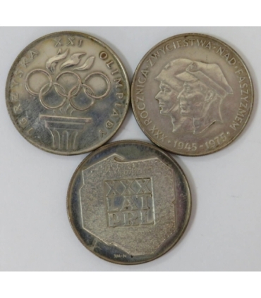 Lot: 3 x 200 zł PRL, 1974, 1975, 1976, Ag mennicze