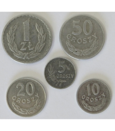 Lot 1965, 5 groszy, 10 groszy, 20 groszy, 50 groszy, 1 złoty