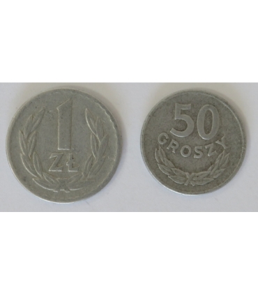 Lot 1968: 1 złoty 1968 + 50 groszy 1968, st. 3/3-