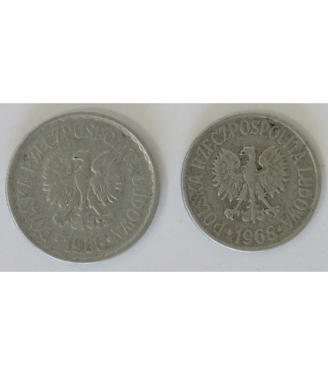 Lot 1968: 1 złoty 1968 + 50 groszy 1968, st. 3/3-