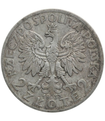 2 złote głowa kobiety 1932, stan 3+