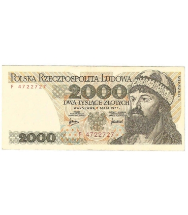 2000 zł Mieszko i Chrobry, 1977, seria F, stan 3
