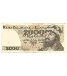 2000 zł Mieszko i Chrobry, 1977, seria E, stan 3-