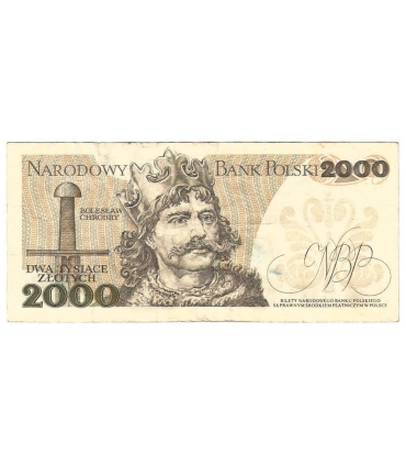 2000 zł Mieszko i Chrobry, 1977, seria F, stan 3-, CIEKAWY NUMER  7999957