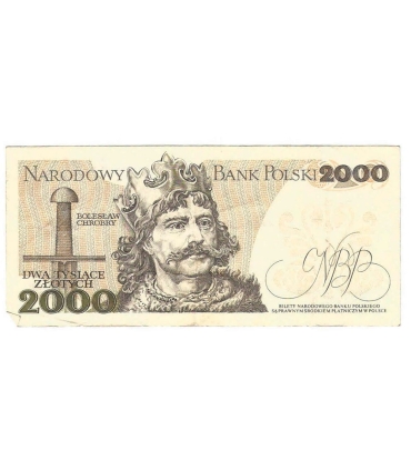 2000 zł Mieszko i Chrobry, 1977, seria B, stan 3-, CIEKAWY NUMER