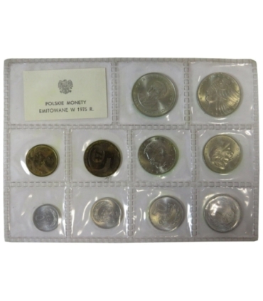 Polskie monety emitowane w 1975, mennicze, zafoliowany, zgrzewka