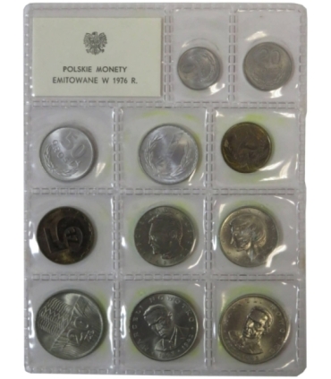 Polskie monety emitowane w 1976, mennicze, zafoliowany, zgrzewka