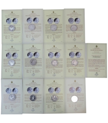 24 x medal Jan Paweł II, srebro, + kaseta + certyfikaty