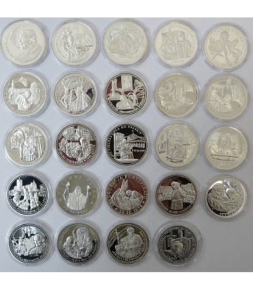 24 x medal Jan Paweł II, srebro, + kaseta + certyfikaty