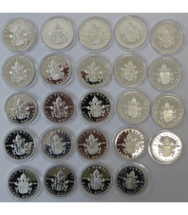 24 x medal Jan Paweł II, srebro, + kaseta + certyfikaty