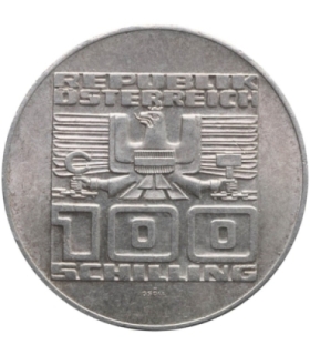 Austria 100 szylingów, 1975 50 lat Szylinga, srebro