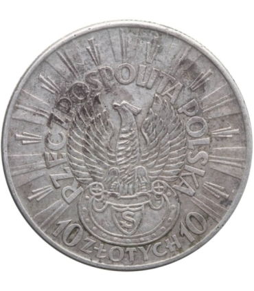 10 złotych Piłsudski 1934, stan 2-/3+, Strzelecki