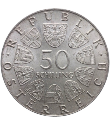 Austria 50 szylingów, 1966 150 rocznica - Narodowy Bank, srebro