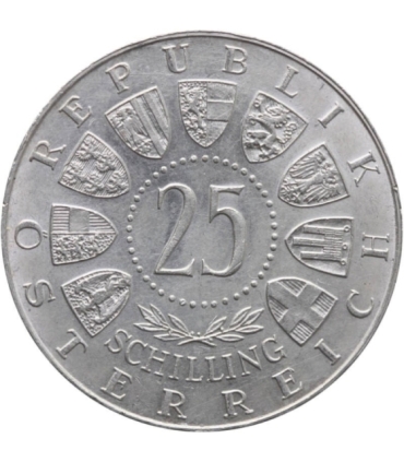 Austria 25 szylingów, 1957 800 rocznica - Bazylika Mariazell, srebro