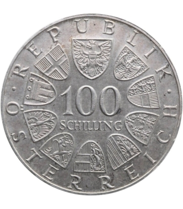 Austria 100 szylingów, 1979 Vienna International Center, srebro
