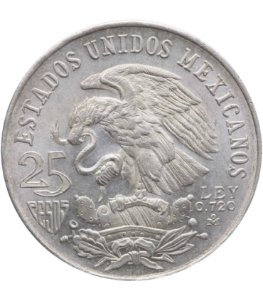 Meksyk 25 peso, 1968, Ag 0.720, stan 1-/2+