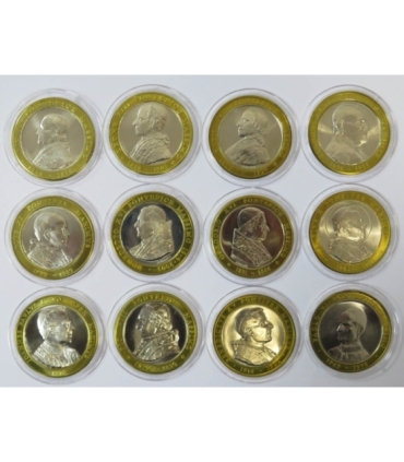 Wielcy Papieże w historii kościoła zestaw 12 medali w ekskluzywnej drewnianej kasecie