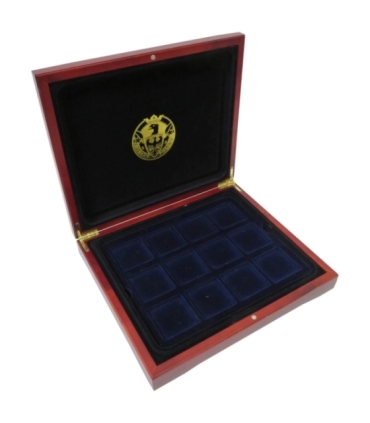 Kaseta drewniana na 12 monet, używana, stan bardzo dobry