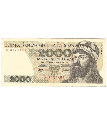 2000 zł Mieszko i Chrobry, 1977, seria A, stan 3-