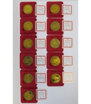 Zestaw 11 medali PKN Orlen - kultowe samochody, etui + certyfikaty