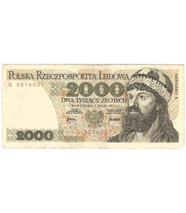 2000 zł Mieszko i Chrobry, 1977, seria G, stan 3-