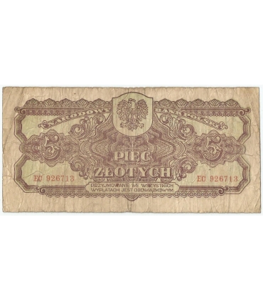 5 złotych 1944, w klauzuli OBOWIĄZKOWYM, seria EC, st. 4