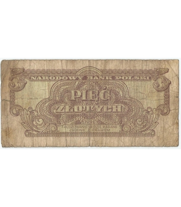 5 złotych 1944, w klauzuli OBOWIĄZKOWYM, seria HK, st. 6