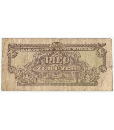 5 złotych 1944, w klauzuli OBOWIĄZKOWYM, seria ET, st. 6