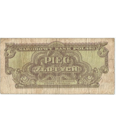 5 złotych 1944, w klauzuli OBOWIĄZKOWYM, seria XO, st. 5