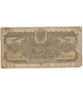 5 złotych 1944, w klauzuli OBOWIĄZKOWYM, seria XE, st. 6