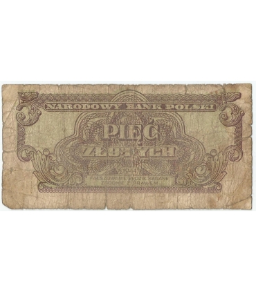 5 złotych 1944, w klauzuli OBOWIĄZKOWYM, seria XE, st. 6